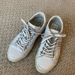 Crown distressed studded sneakers